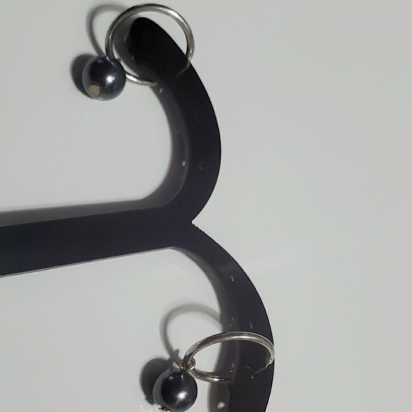 Natural Baltic Amber Circled Earring Sterling Silver Black Pendant Color Round🌴 - Picture 3 of 7